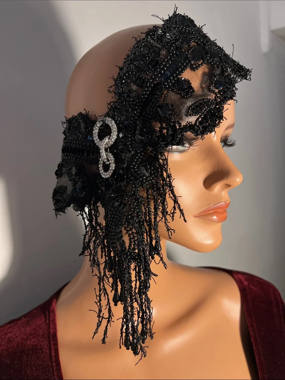 Elegant Black Beaded Choker Necklace Antique Style Black Gothic Necklace Choker